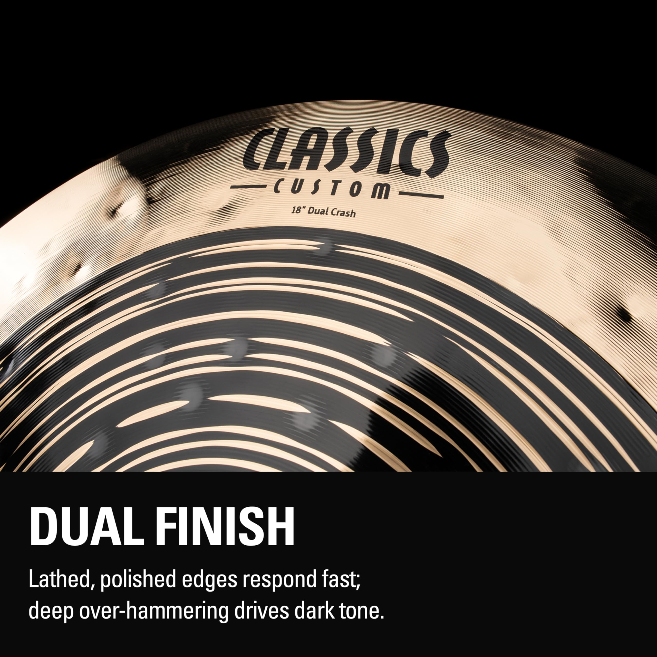 Meinl Cymbals Classics Custom Dual Piatto Crash 18 pollici (45,72cm) per Batteria - Bronzo B12, Finitura Scura e Brillante - Prodotto in Germania (CC18DUC)