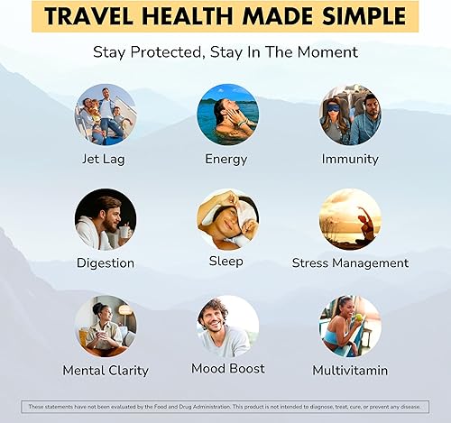 Miniatura 3 de Co-Pilot - Suplemento de viaje todo en 1 prevención del jet lag + Ashwagandha, Rhodiola, D3+ para apoyo inmunológico, energía, salud digestiva