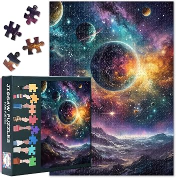 Jigsaw Puzzles 1000 Pieces for Adults Space Galaxy, Deep Universe Nebula & Planet Landscape Challenging Puzzle Relaxation Game for Adults, Educational Astronomy Gift 27.6 x 19.7 in