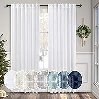 Vista 42 de Cortinas de lino natural semitraslúcidas Pitalk de 36 pulgadas de ancho para sala de estar, juego de 2 paneles con pestaña trasera, cortinas