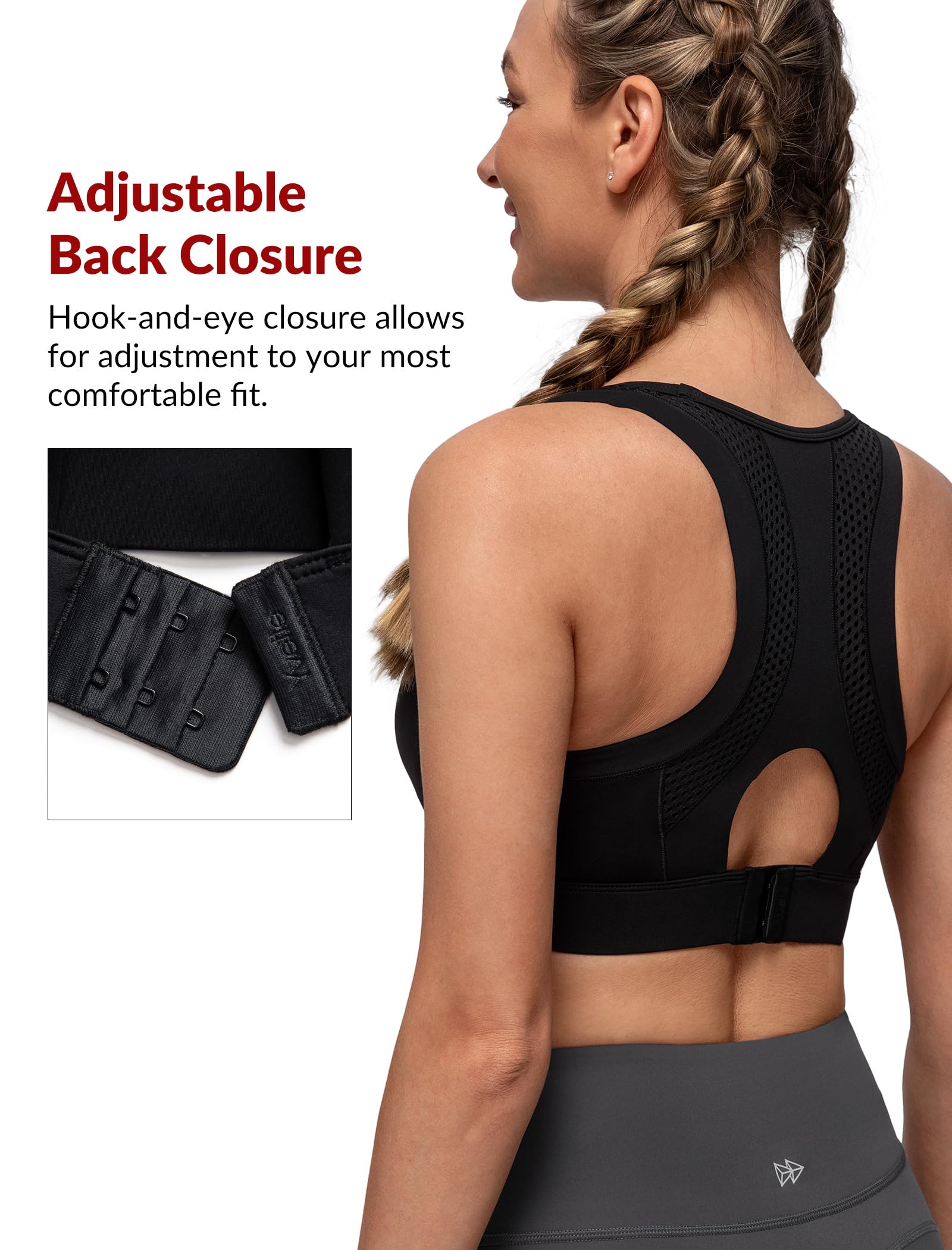Yvette Soutien-gorge de sport dos nageur pour femme, soutien élevé, soutien-gorge de sport avec coussinets cousus