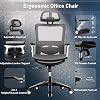 COLAMY Ergonomic Mesh Office Chair with Footrest - High Back Computer Desk Chair with Headrest, 4D Flip-up Armrests, Adjustable Tilt Lock, and Lumbar Support for Ultimate Comfort, Black (Grey)