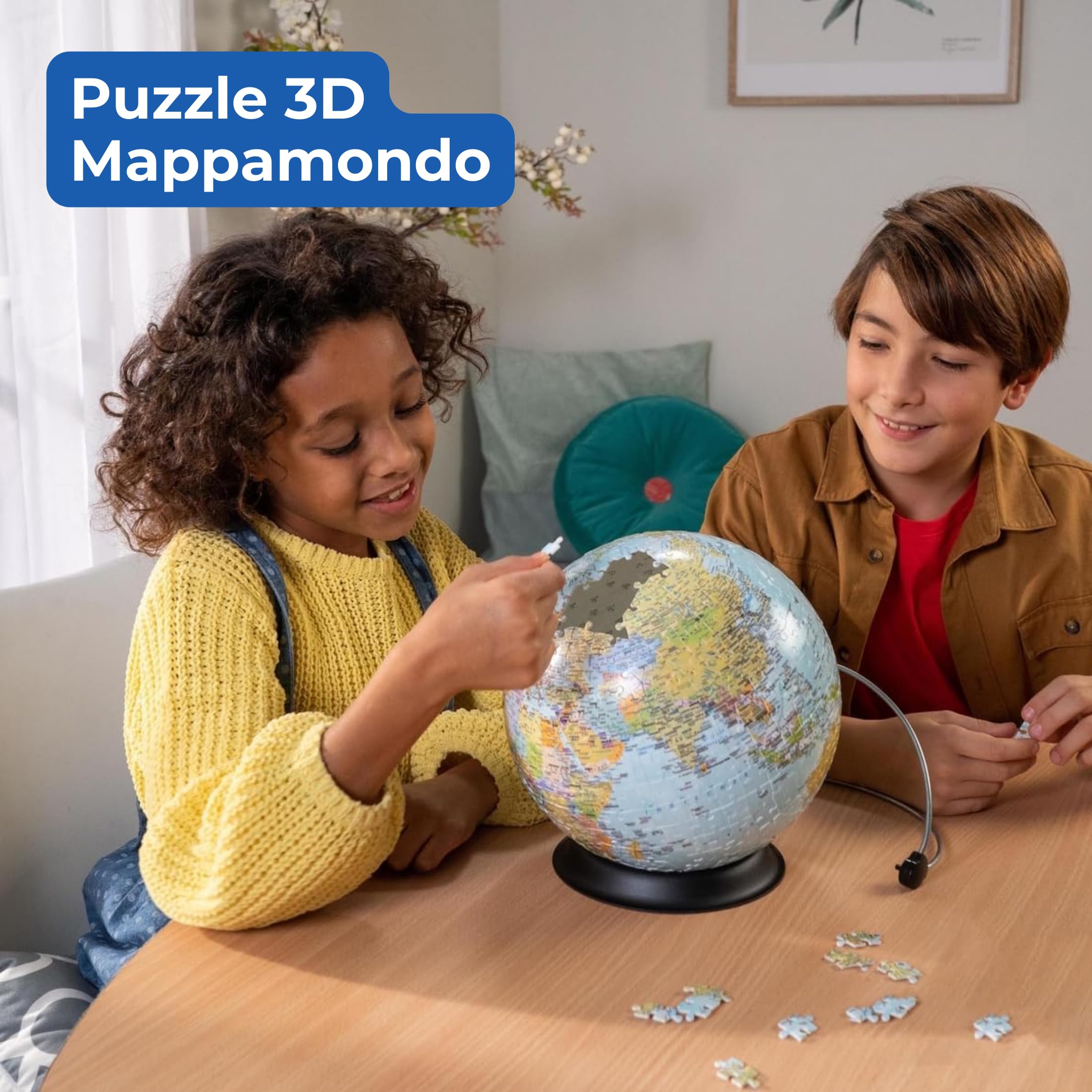 Ravensburger - Puzzle 3D Globo Terrestre 540 pezzi, Puzzle 10+ anni | Puzzle 3D Globo Terrestre da 540 pezzi, modello da montare per bambini dai 10 anni, ideale come regalo educativo e creativo.