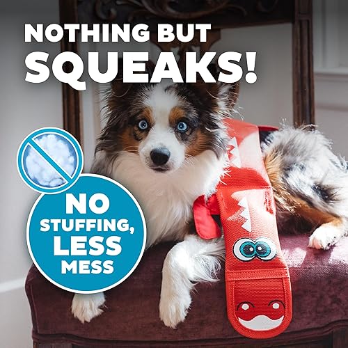 Vista 4 de Outward Hound - Fire Biterz. Juguetes chillones para perro hechos de material para mangueras contra incendio reales Rojo (Red Dragon)