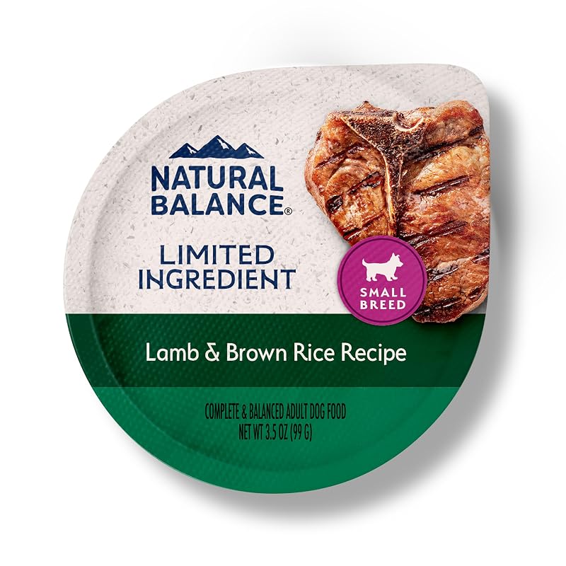 Ração úmida para cães adultos de pequeno porte Natural Balance Limited Ingredient Cordeiro e Arroz Integral, 12 unidades de 99 g