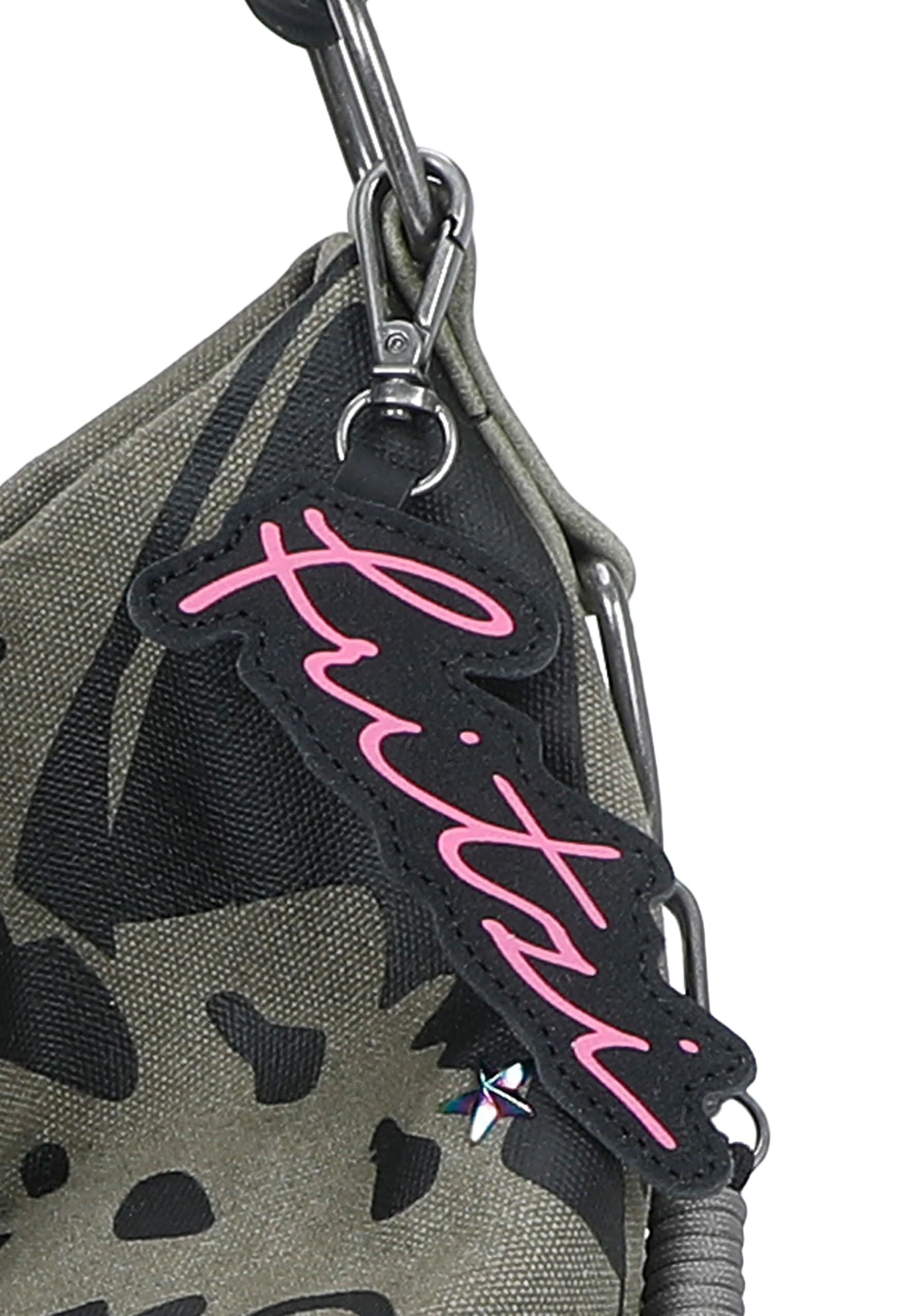 Fritzi Izzy07 Olga Limited Canvas Hobo Damen Schultertasche Handtasche Canvas Magnet Innenfach Leoprint Freizeittasche Alltag Reisen Freizeit Arbeit 37 x 27 x 17 cm, Schwarz