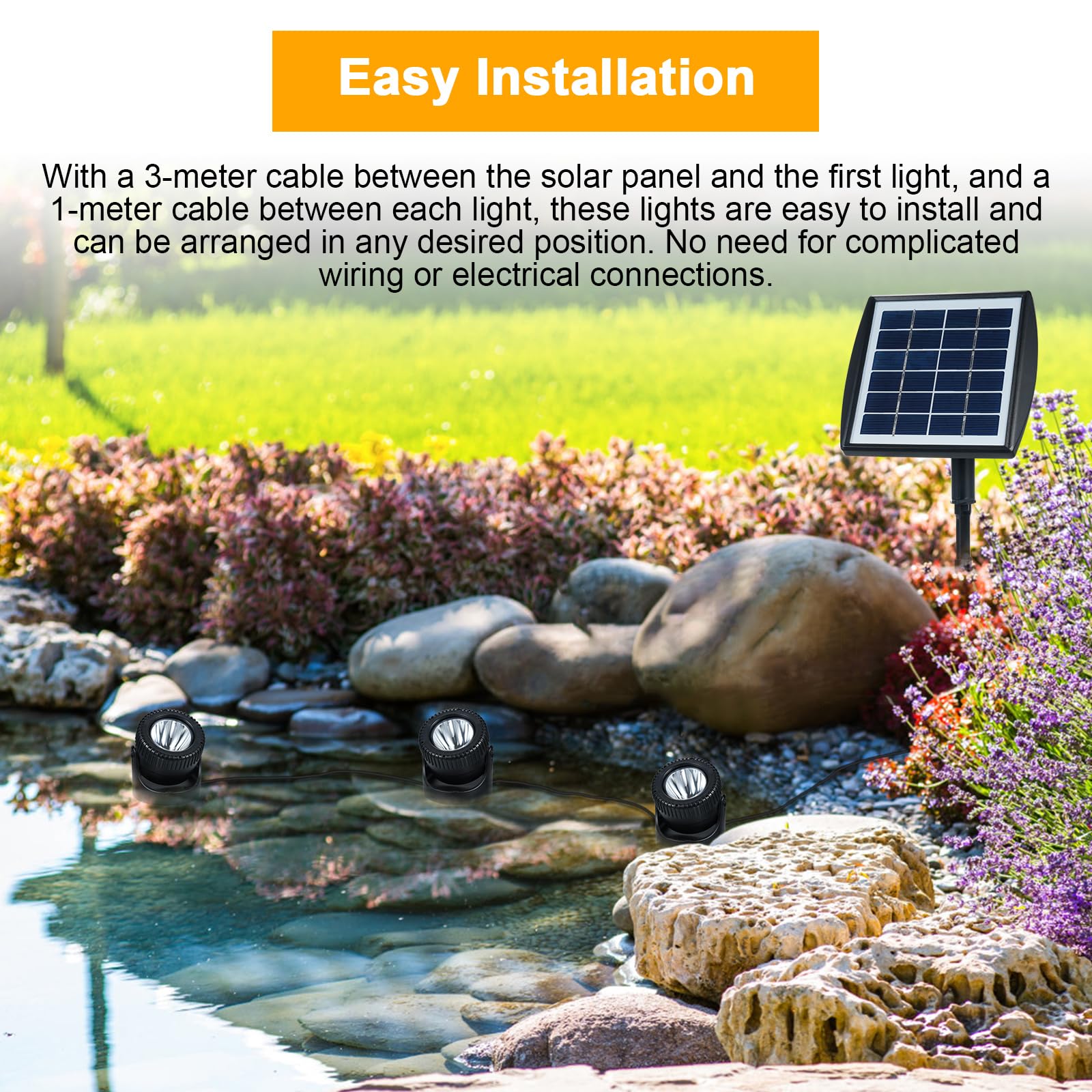 Lixada Solarspot, 3 lampade subacquee con 18 LED, proiettore subacqueo per illuminazione esterna bianco caldo