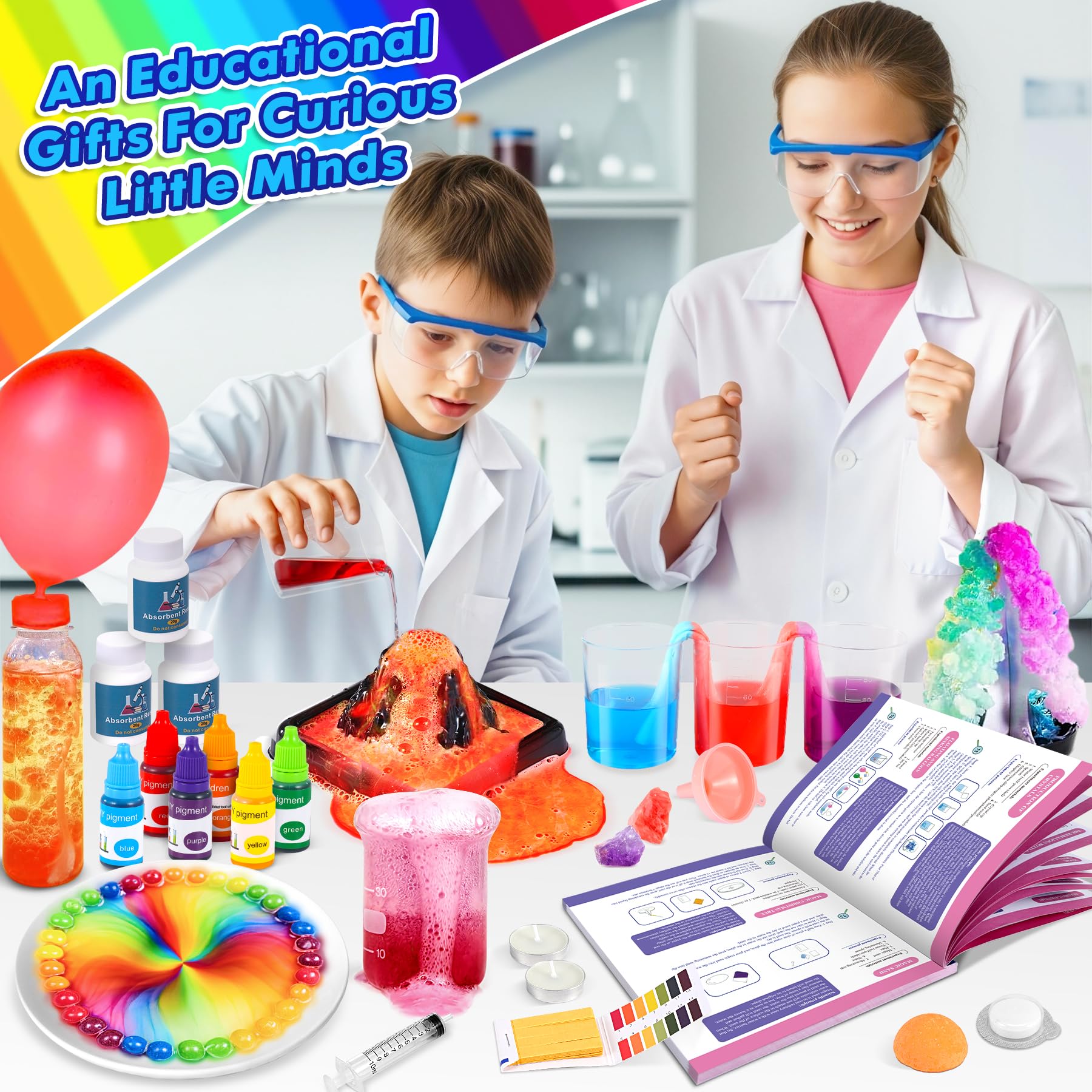 80+ Experiences Scientifiques Enfants - Kit Scientifique Enfant - Cadeau Fille Garcon 6-10 Ans - Jouet Chimie