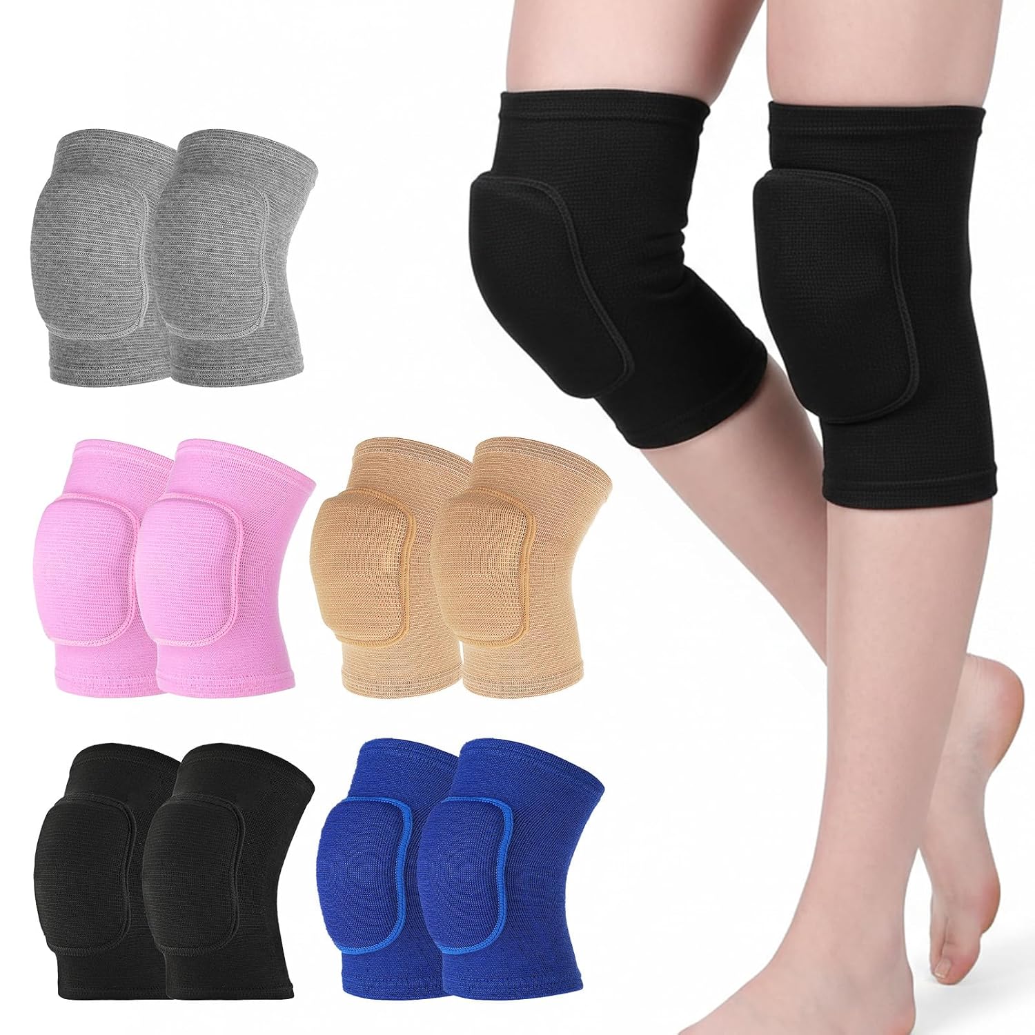 5 Pairs Dance Knee Pads Women Protective Non-Slip Knee Pads for Yoga Cheerleading Pole Floor Dance Volleyball