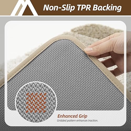 Miniatura 5 de COSY HOMEER Bathroom Rugs 24"x17", Ultra Soft Absorbent Bath Mat with Non-Slip TPR Backing, Machine Washable Shaggy Rug for Bathroom Floor, Beige