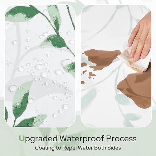 Miniatura 3 de HOMEIDEAS Cortina de ducha verde de 72 x 72 pulgadas, cortinas de ducha de tela impermeable con patrón de hojas para baño con ganchos, lavable a