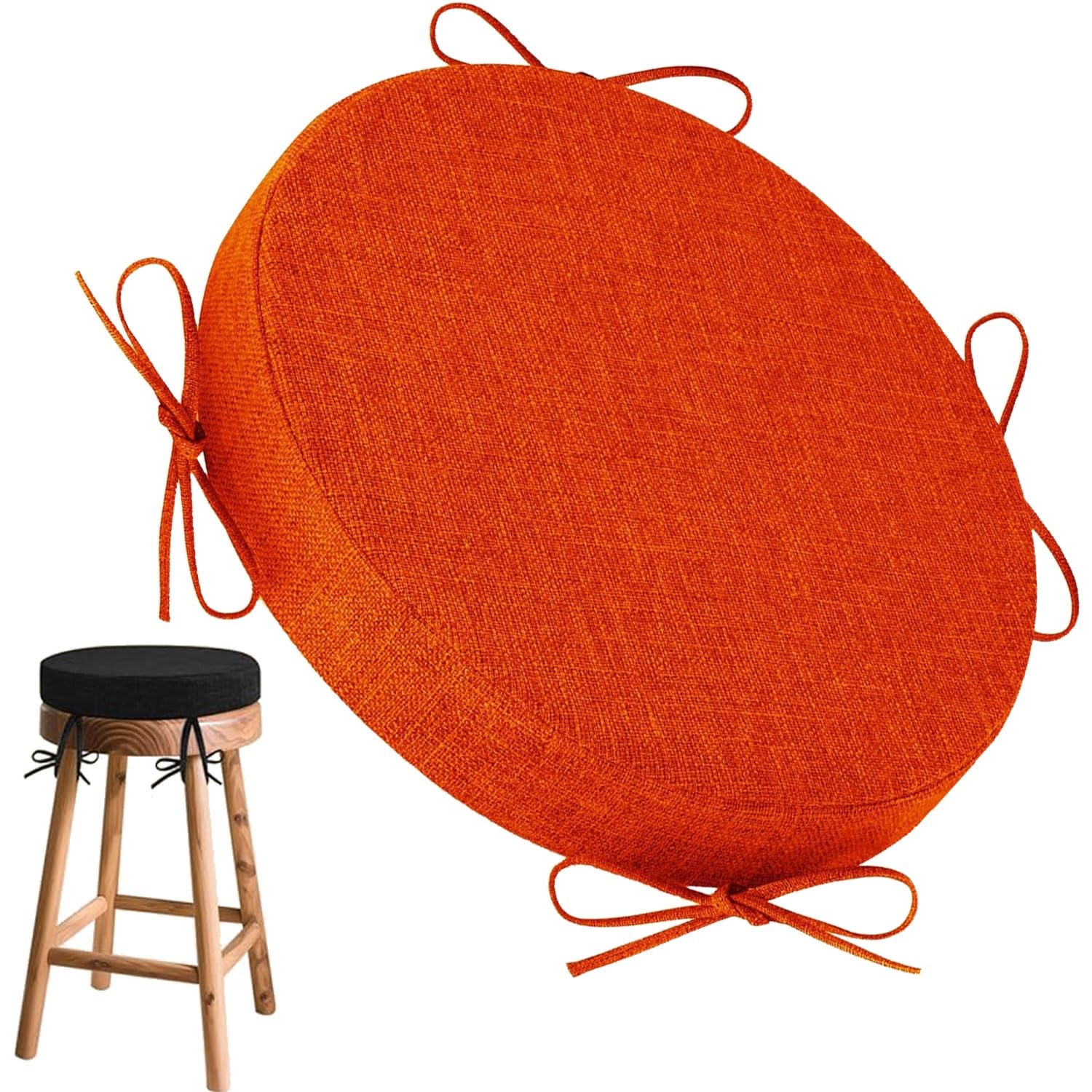 uyeoco Round Memory Foam Seat Cushion with Ties – 5cm Thick, 30/35/40/45/50cm, Circle Chair/Stool Pad for Dining, Kitchen & Office Chairs, Removable Washable Cover(J16,40cm/15.7inch)
