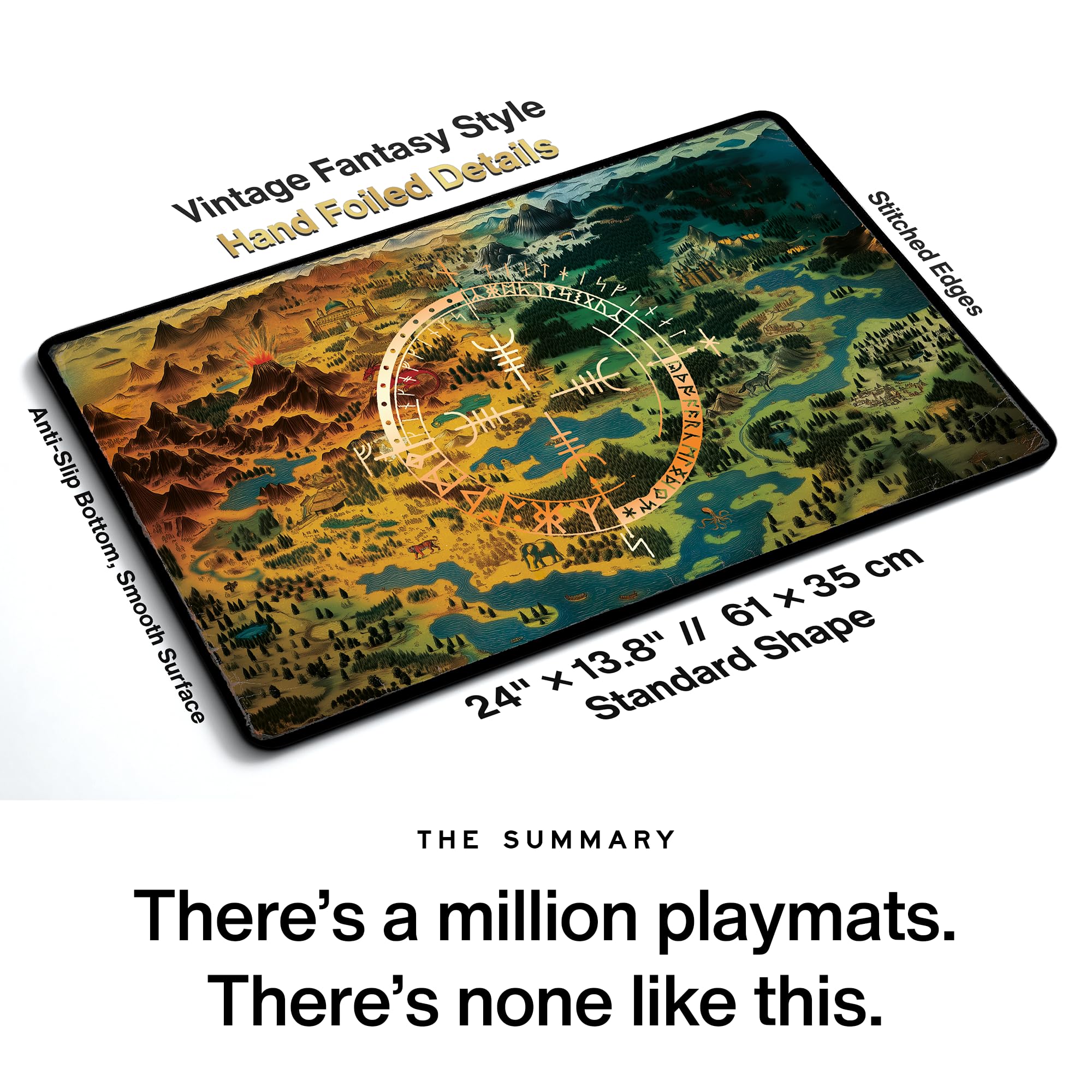 Alfies! Vegvisir Playmat - Design de carte rétro fantaisie | Symbole de boussole enroulé à la main | Forme standard | Compatible avec Magic