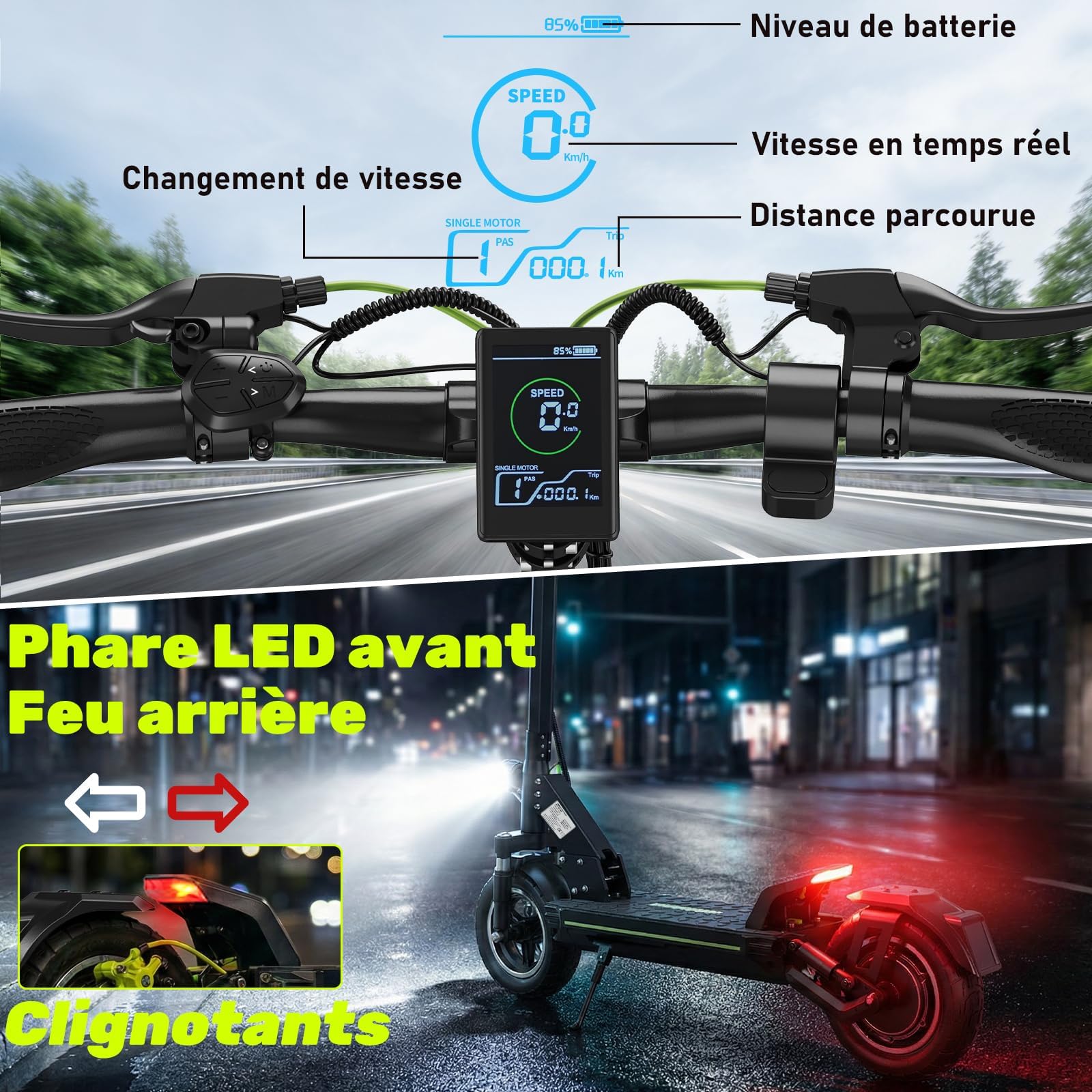 TODIMART Trottinette Électrique Adulte Puissante Antivol Autonomie 80KM | Moteur 1000W/2000W, Batterie 48V (13Ah/18,2Ah), Tout-terrain, Double Suspension, Scooter Electrique Adulte