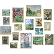KBKBART 17 PCS Claude Monet Eclectic Wall Art Collage, Vintage Prints for Wall Decor, Canvas Impressionist Gallery Painting, Monet The Cliffs at Etretat Posters for Living Room Aesthetic, Rustic Collage Kit, Dorm Home Decor, Unframed