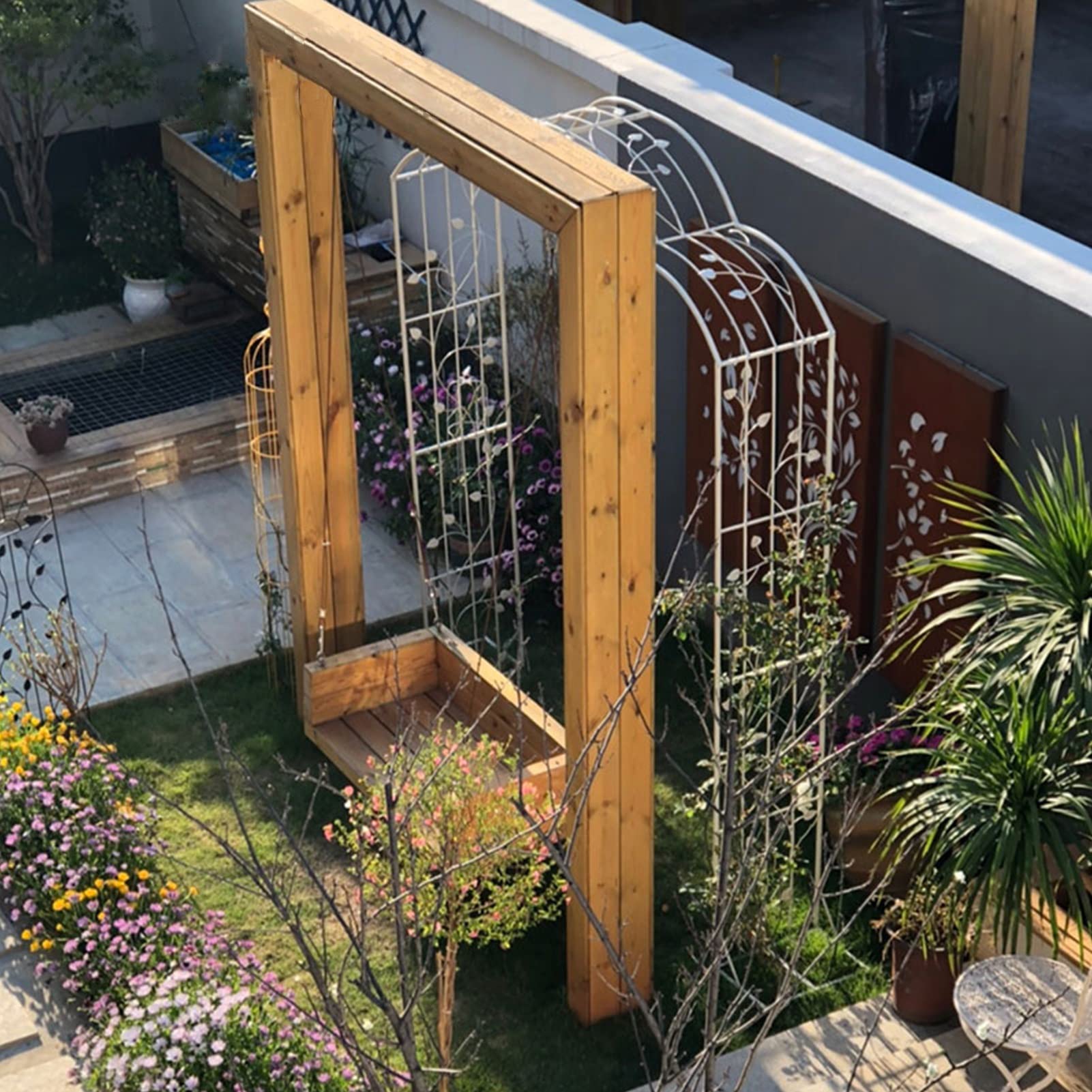 SDdPulse Archi da giardino in metallo, arco da giardino retrò alla moda, squisito motivo traliccio pergolato, pergolato pergolato, resistente alle intemperie e autoportante, per piante rampicanti e