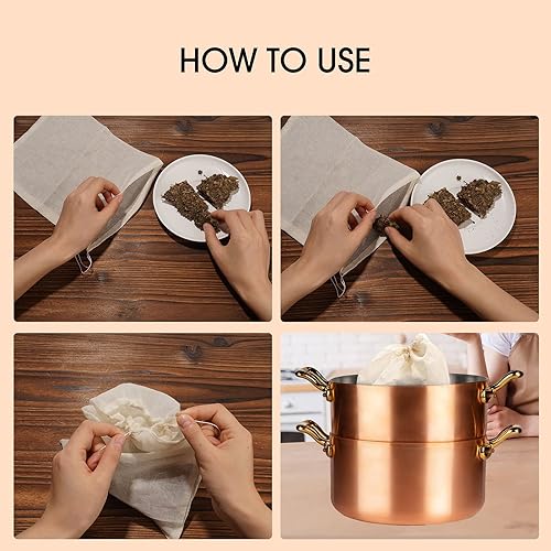 Miniatura 4 de GOOTRADES Paquete de 12 bolsas de sopa reutilizables, bolsa de filtro de especias para alimentos de cocina, 10 x 8 pulgadas