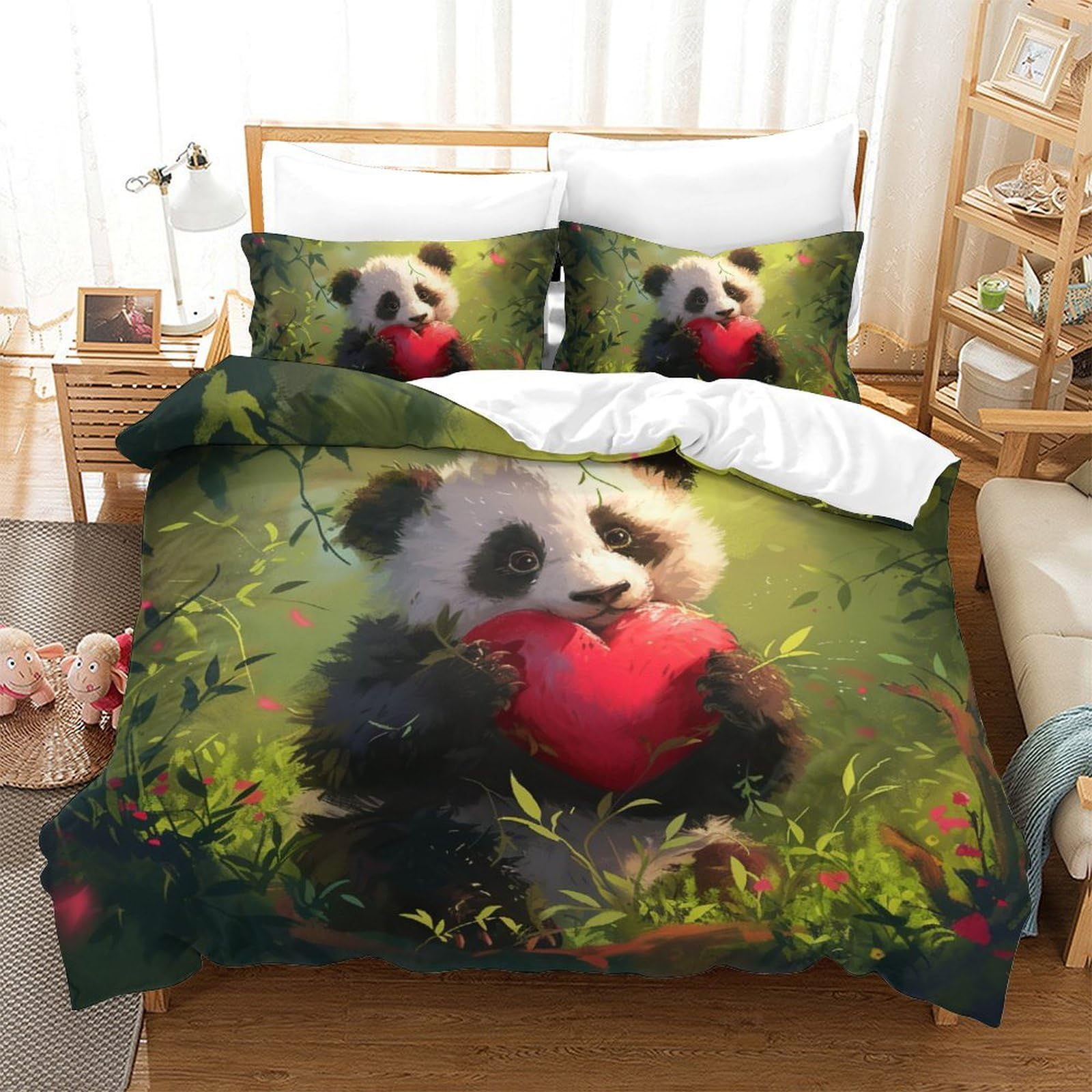 Housses de couettes panda 200x200cm hypoallergéniques pour un sommeil sain sans irritations