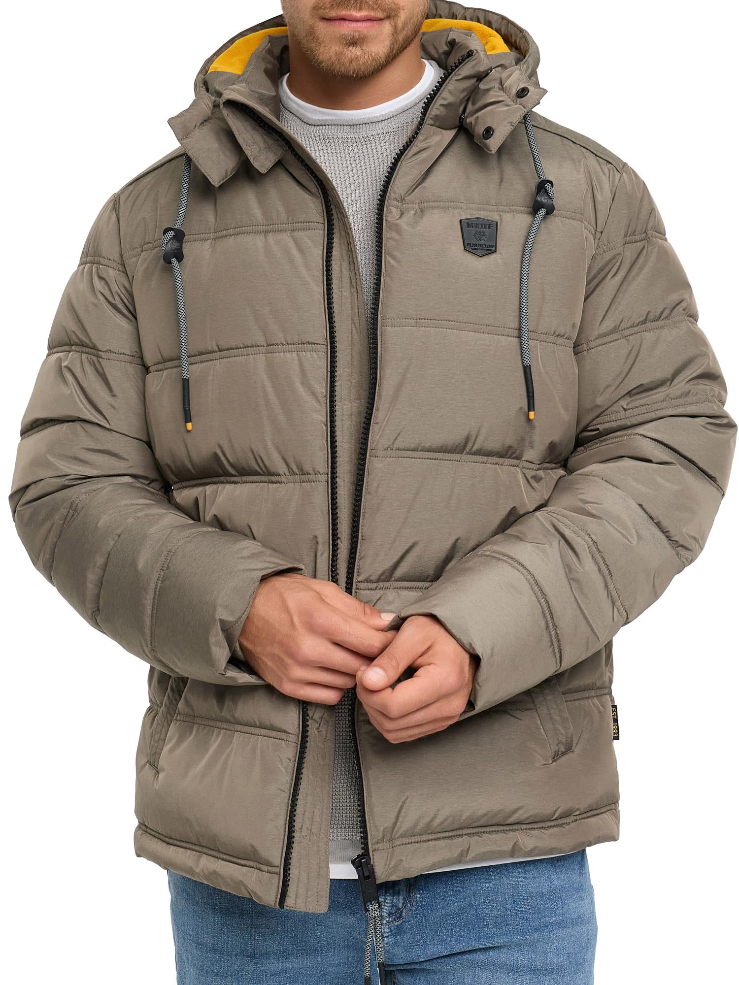 Indicode Herren INCoolios Winterjacke mit Kapuze und Fleecefutter