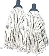 Lot de 2 têtes de balai de rechange en coton - Super absorbantes - Tête en coton Twist and Lock avec une douille en plastique efficace pour nettoyer les sols pour un usage domestique et commercial