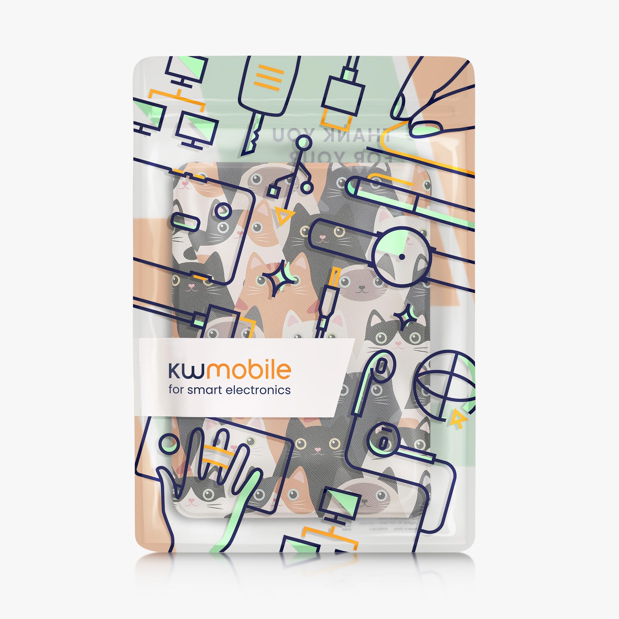 kwmobile Etui do e-czytnika kompatybilne z Amazon Kindle Paperwhite (12. Gen 2024) / Kindle Colorsoft - zamknięcie magnetyczne - etui na czytnik - Koty pomarańczowe/czarne/białe