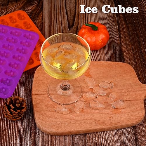 Miniatura 6 de HUAKENER Moldes de calavera para gomitas, paquete de 2 moldes de caramelo de calavera con 2 goteros, moldes de silicona para chocolate, dulces,