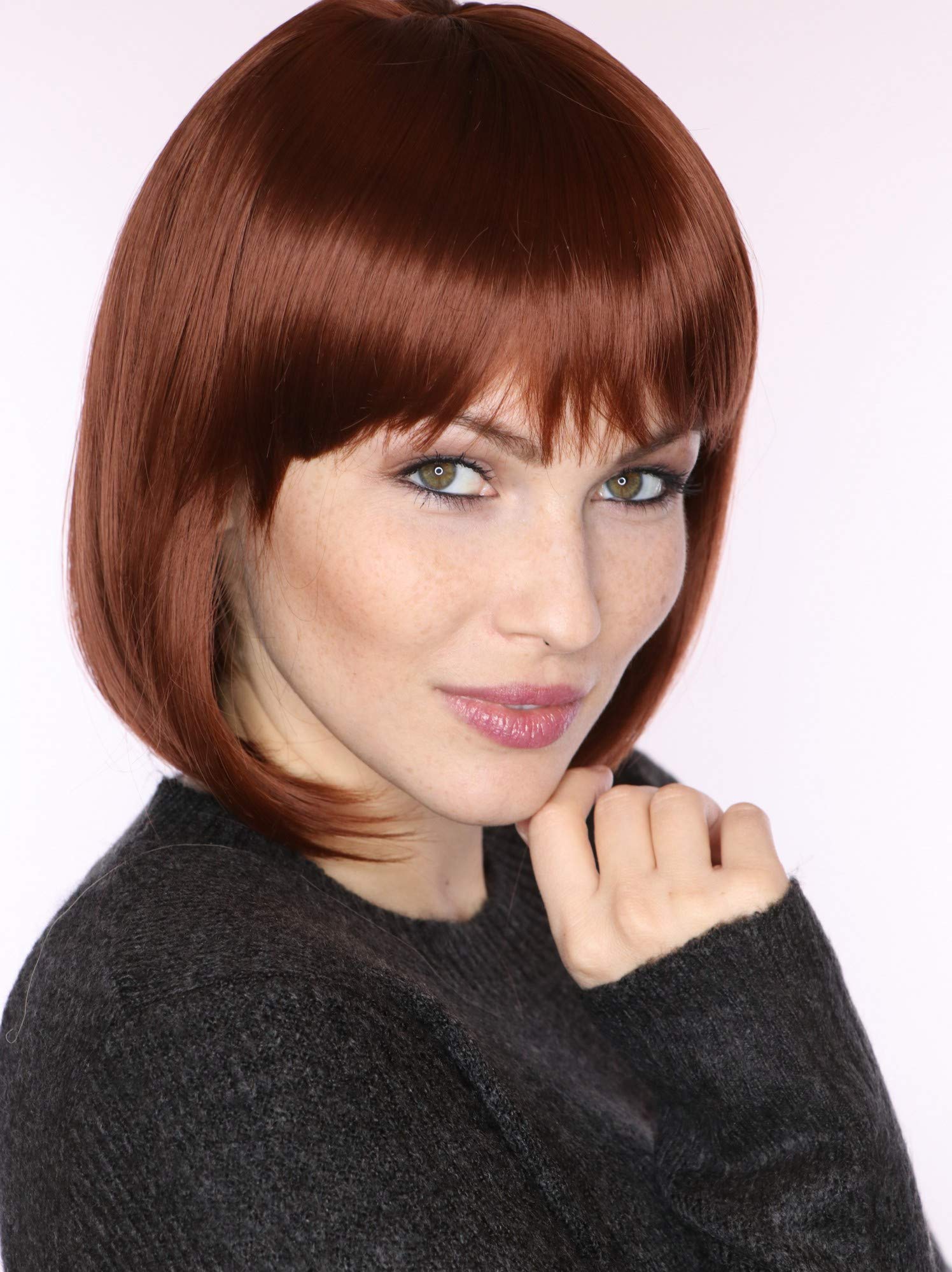 Prettyland Matte Natural Short BoB Wig in Brown and Black Mixed Full Volume C1920 - Image 3