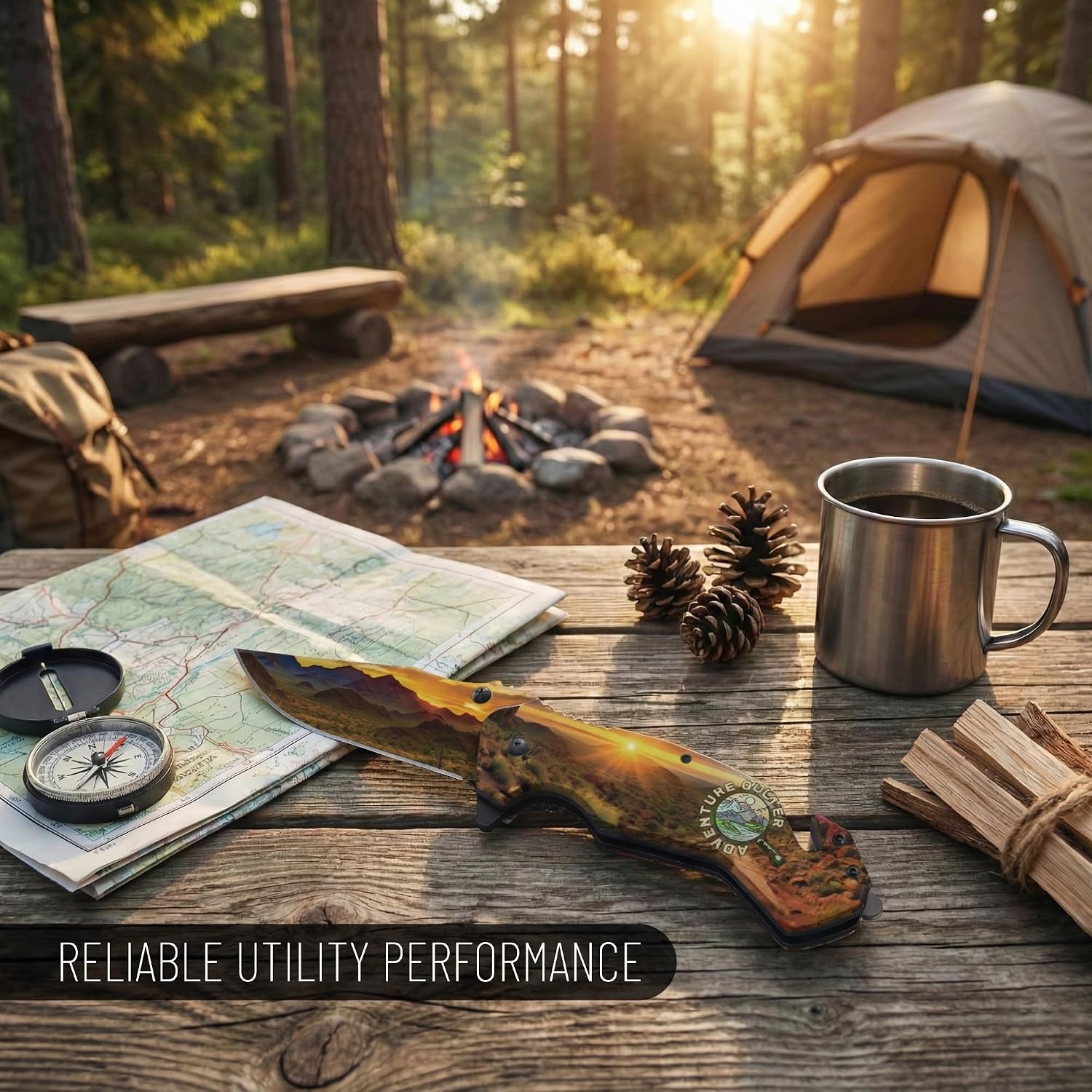 Outdoorsmen Pocket Knife - Outdoor Knives, Wildlife Pocket Knife, Digital Printing On Blade - Hunting Accessories For Men - Cool Folding Knife With Pocket Clip - 420 Stainless Steel Blade - Unique Designs for Outdoorsmen & Collectors