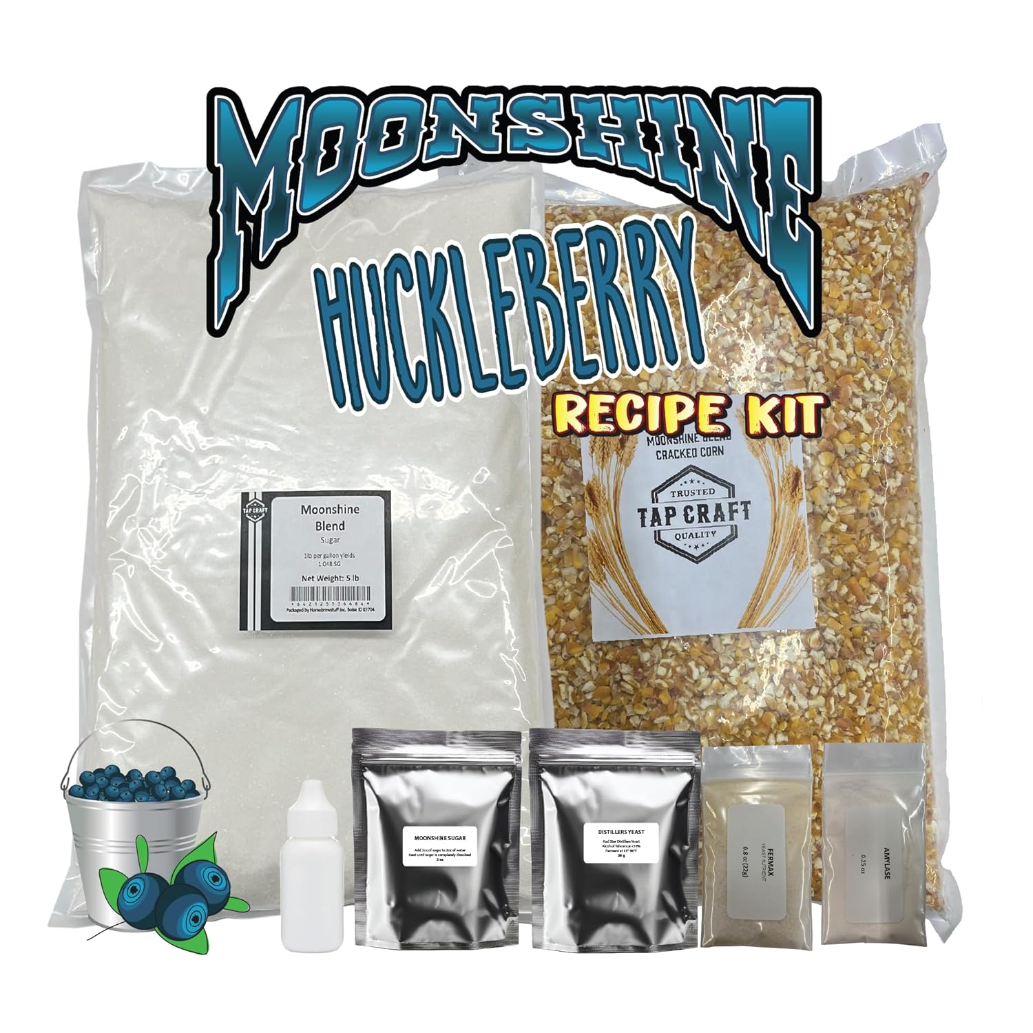 Tapcraft - Complete Huckleberry Moonshine Mash Recipe Kit - Make Your Own Huckleberry Moonshine at Home - Great Gifts Ideas - Gifts for Him - Gifts for Her