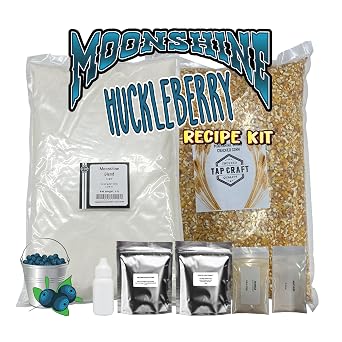 TAPCRAFT Complete Huckleberry Corn Mash Recipe Kit Huckleberry Flavored Fermentation Base with Corn, Sugar, Yeast, Nutrient & Instructions, DIY Home Brewing Distilling Recipe Kit