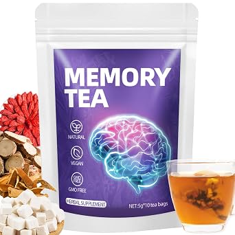 VAEYAE Natural Focus & Memory Brain Boost Tea for Mental Clarity, with American Ginseng, Polygonatum Sibiricum, Dendrobium Stem and Wolfberry for Energy Supports, Overall Brain Health Herbal Teabags