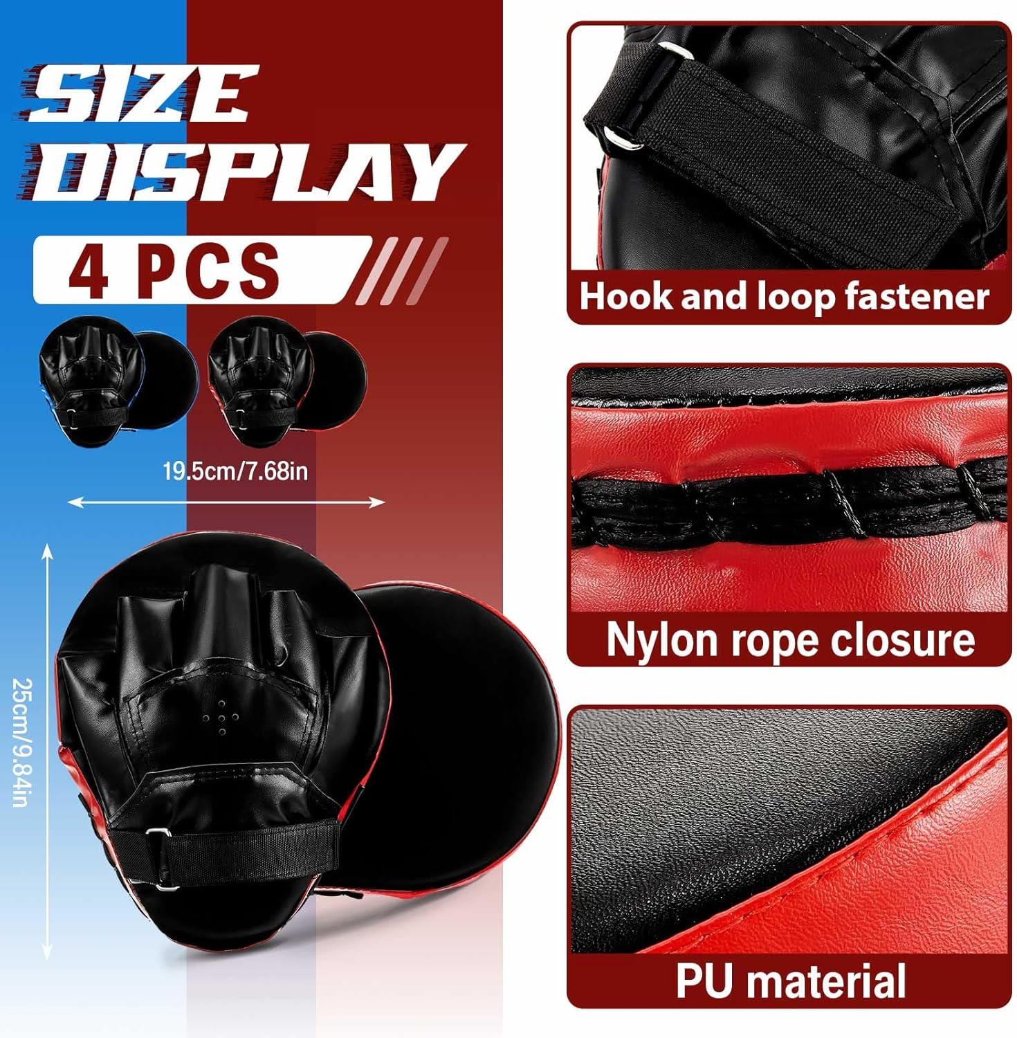 Foilswirl 4-in-1 2 Pairs 8 oz Boxing Gloves and 4 Pcs Punching Mitts Set for Kids Men Women, Boxing Gloves Pads Equipment Set for Training Kickboxing MMA Karate Muay Thai Martial Arts