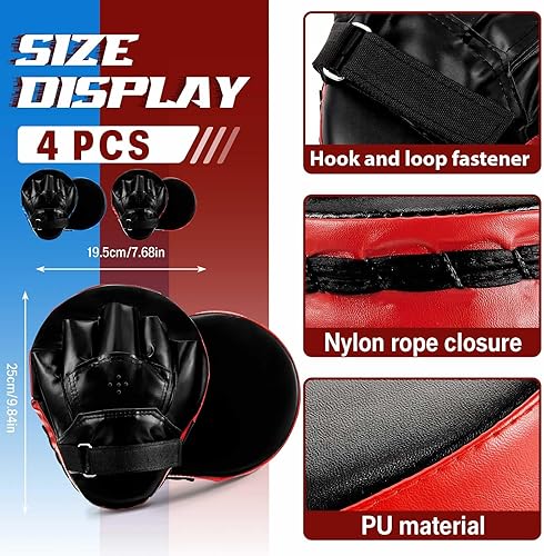 Miniatura 3 de Juego de 2 pares de guantes de boxeo 4 en 1 de 8 onzas y 4 guantes de boxeo para niños, hombres y mujeres, guantes de boxeo, juego de equipo para