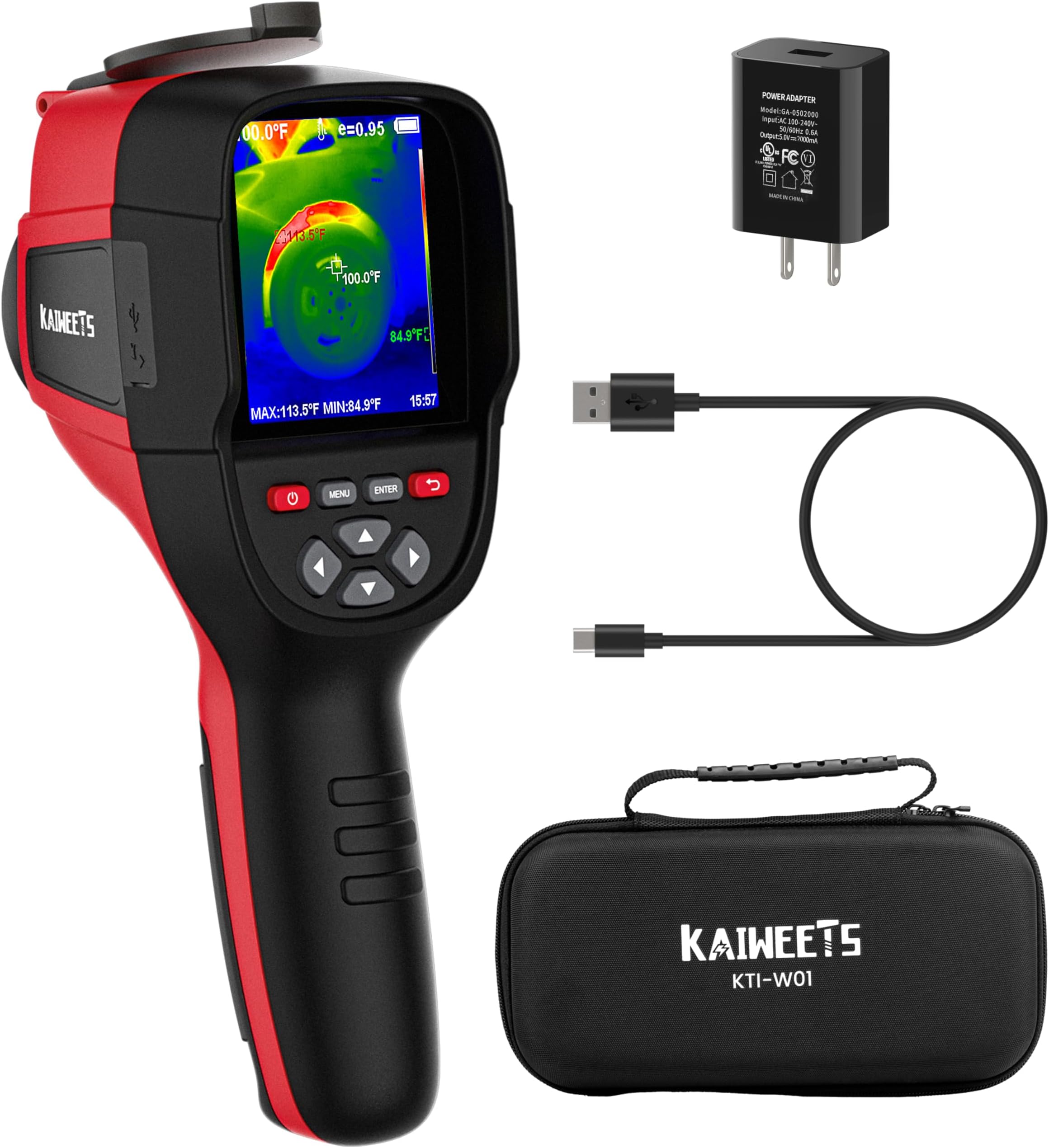 KAIWEETS Thermal Imaging Camera, 256 x 192 IR Resolution Infrared Camera, 25 Hz Refresh Rate, Support Infrared/Visible Light/Fusion Modes, -4~1022°F Thermal Imager with PC Analysis/Video Recording