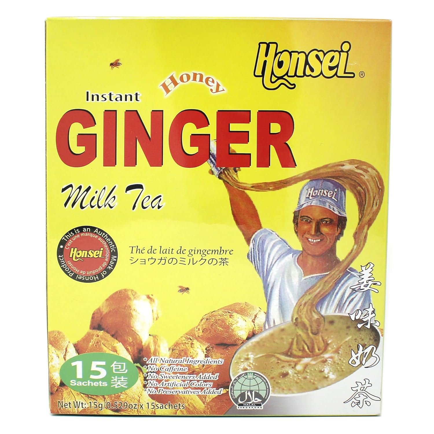 Honsei Instant Ginger Honey Milk Tea 15g/0.529oz 15