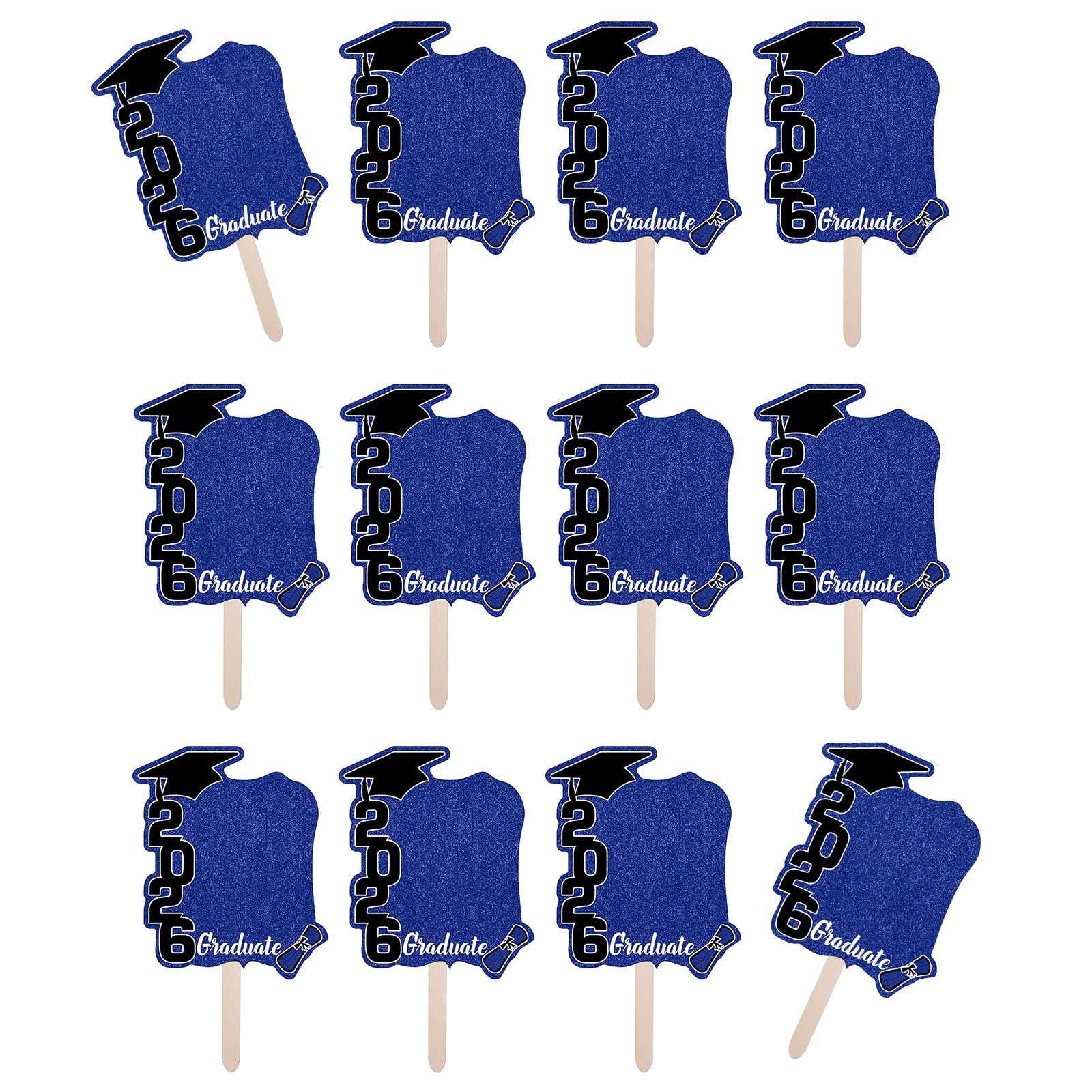 2026 Graduation Theme Fan Photo Frames 12Pieces Set Colorful Party Decorations and Props Celebration Backdrops Party Decorations