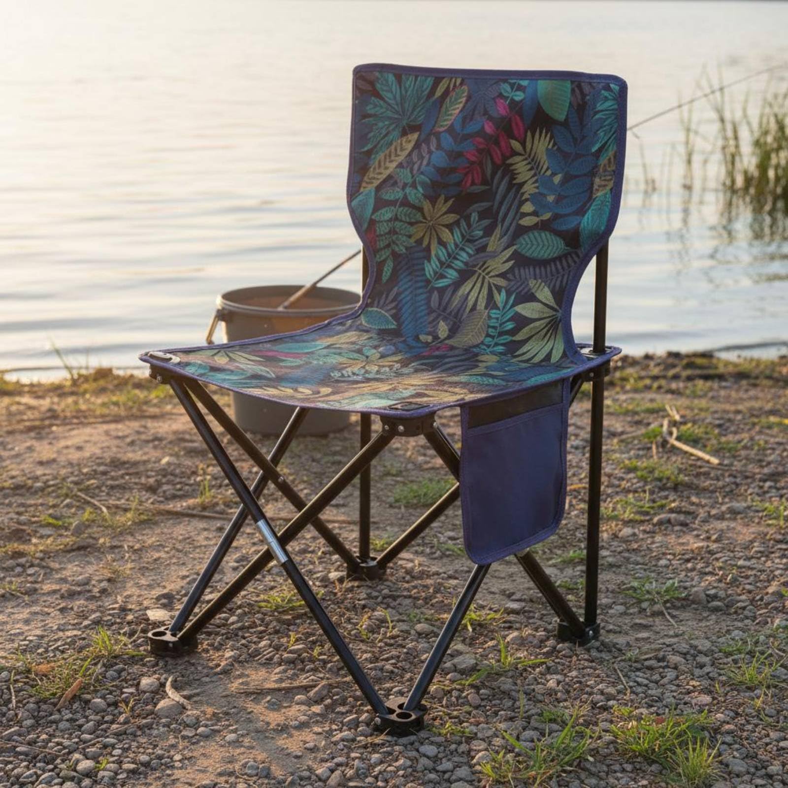 Sedile Pieghevole Sedia Portatile Sedia, Grande 39x39x65 Cm, Nero