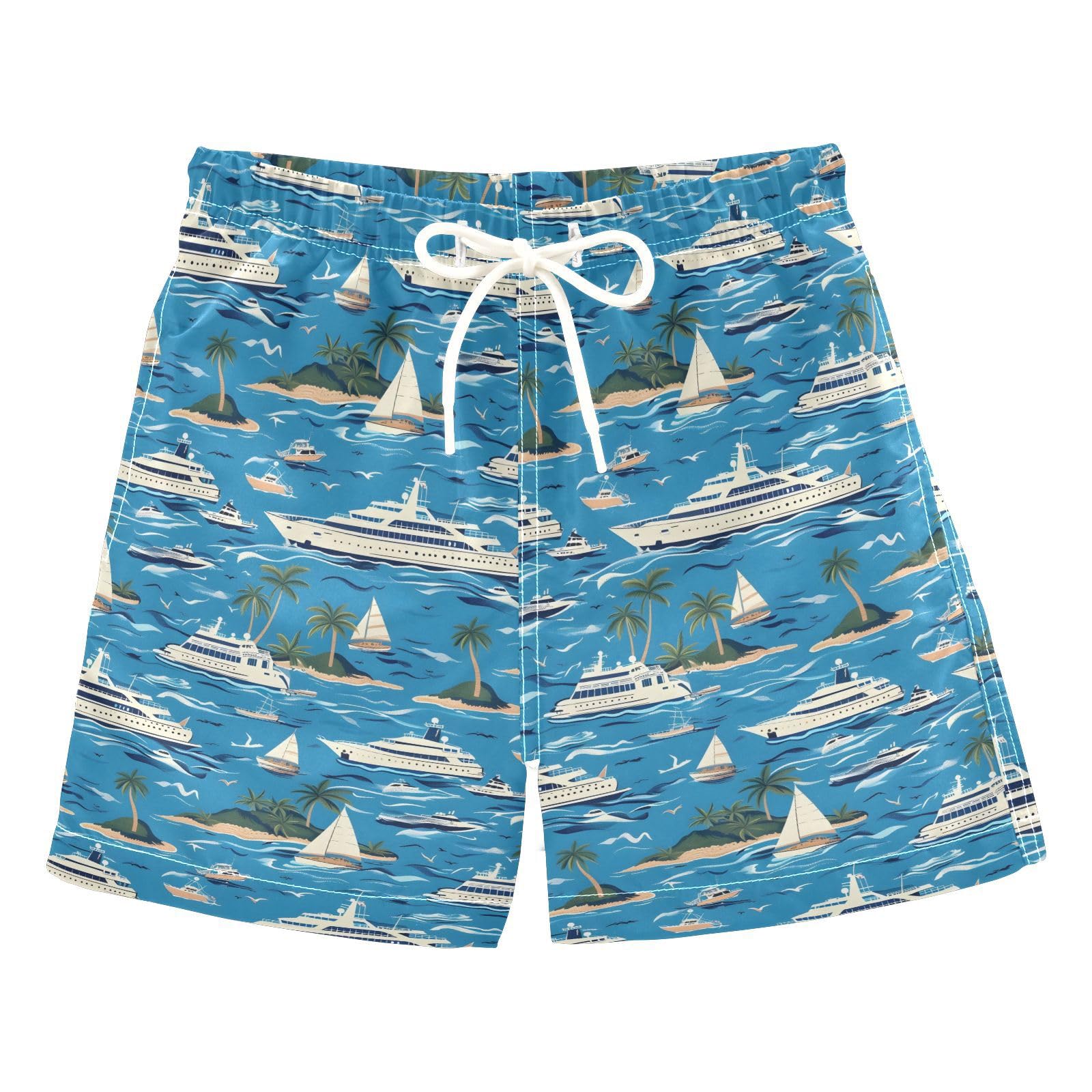 Tropical on A Sea Blue Boys Swim Trunks Toddler Shorts Swimwear Boardshorts