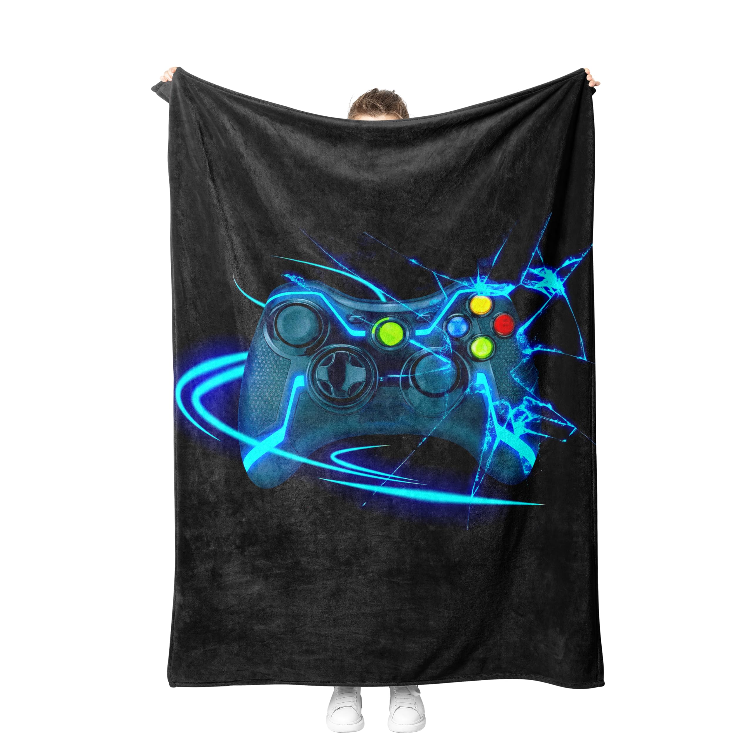 Couverture flanelle manette de jeu 150x200 cm le cadeau parfait pour chambre d'ado et geek
