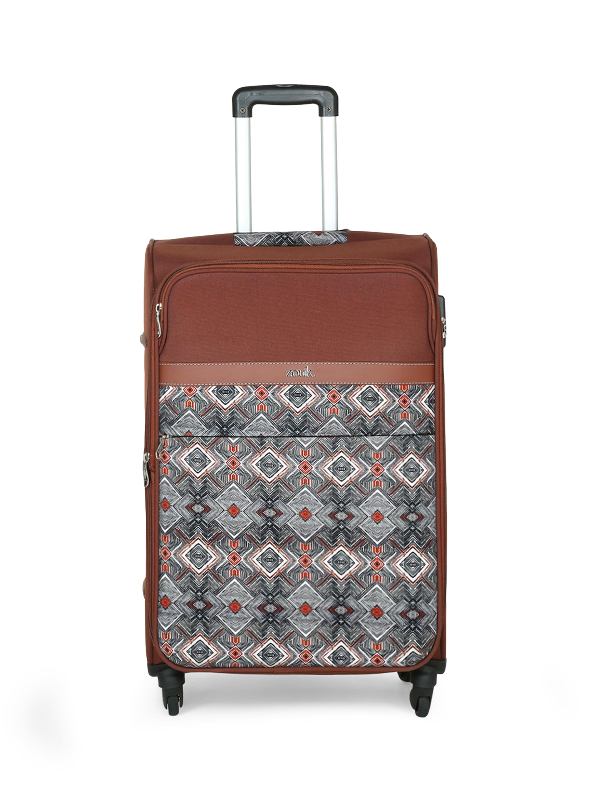 zouk Avasa Himalayan Trails Polyester Soft 4 Spinner Wheel 360° Rotating Large 70 cm Grey Trolley, Luggage, Suitcase Bags for Travel for Men and Women-picture-16