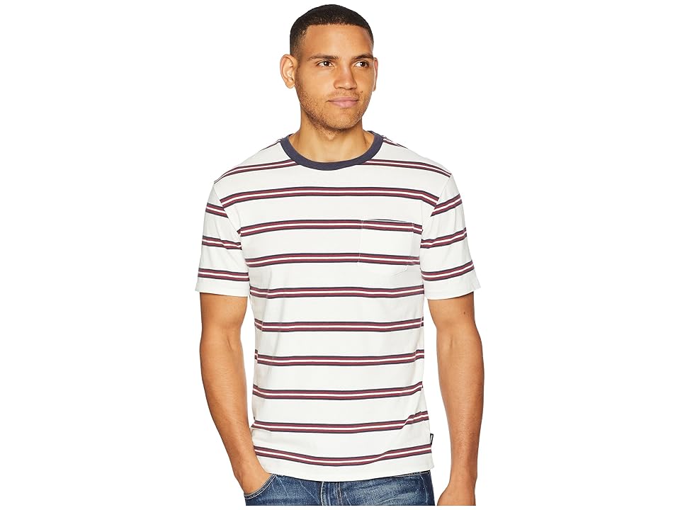 

Brixton Hilt Washed Short Sleeve Pocket T-Shirt (White/Navy/Red) Men's Clothing