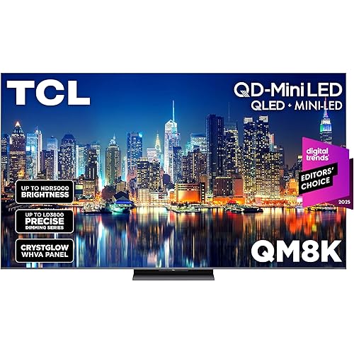TCL 85 Inch Class QM8K Series | Mini LED QLED 4K HDR | 85QM8K, 2025 Model | 120HZ-144HZ Anti Reflective Wide Angle Screen Smart Google TV Dolby Atmos | Voice Remote Alexa Gaming Streaming Television