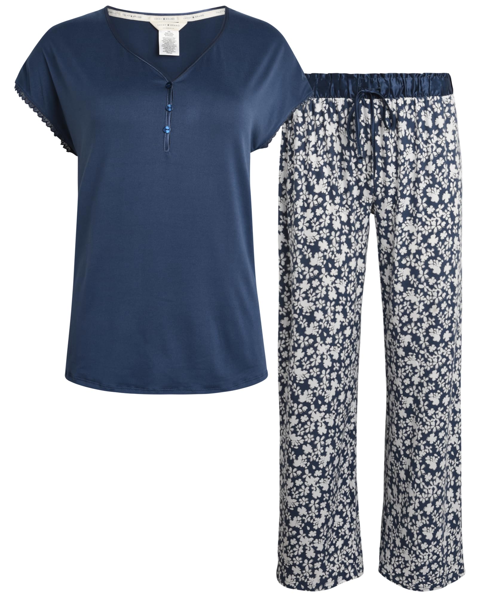 Lucky Brandwomens Pajama Set Piece Henley Sleep Shirt Lounge