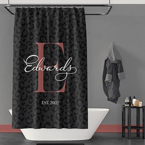 Miniatura 6 de ArtBroz - Cortina de ducha personalizada con monograma, 71 x 74 pulgadas, cortinas de baño de tela impermeable con iniciales con monograma,