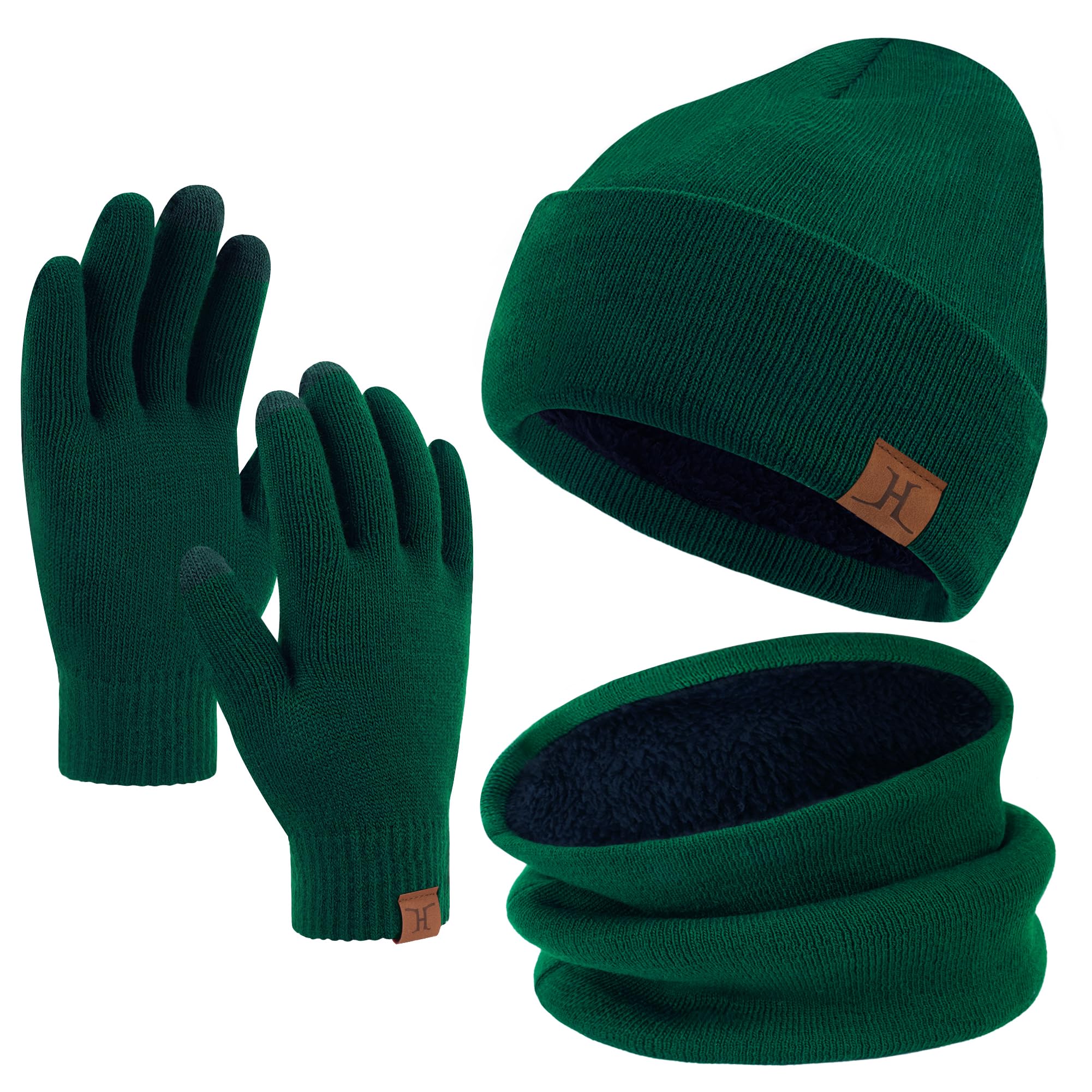 Winter Beanie Hats Scarf Touchscreen Gloves for Men Women