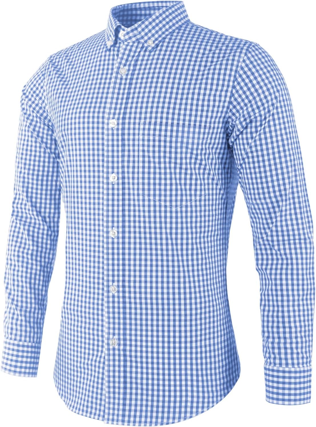 Men's Plaid Casual Slim Fit Long Sleeve Button Down Dress Shirts