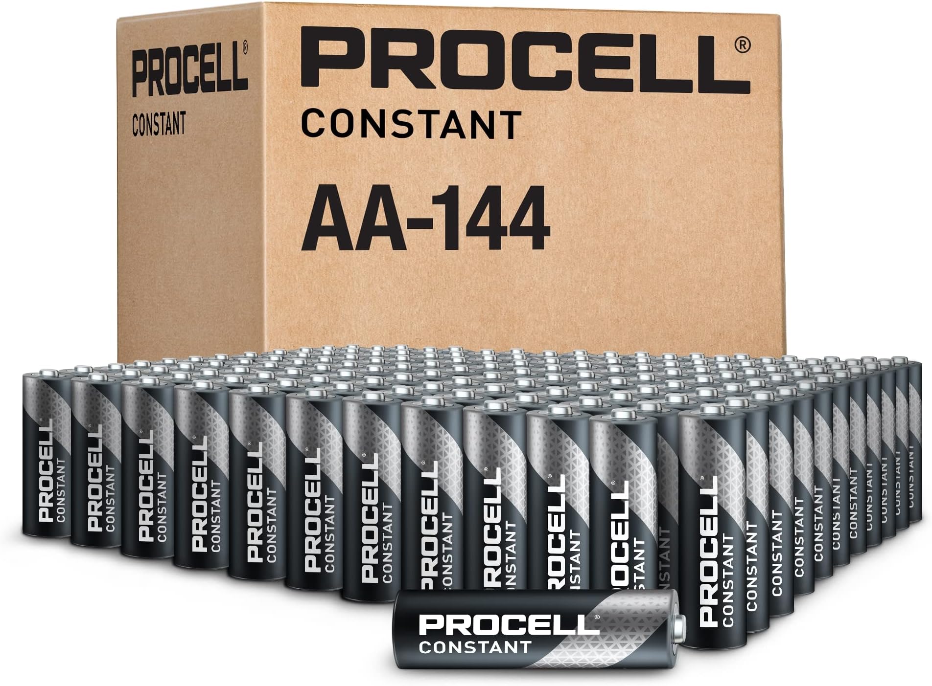 Procell Alkaline Batteries, AA, 24/Box, Total 144 EA, Sold as 1 Carton