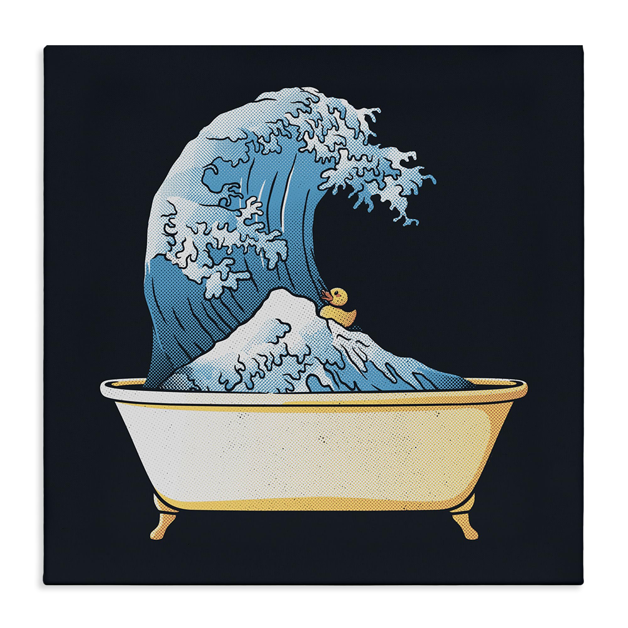 Stupell Industries 'Bathtub with Kanagawa Wave', Canvas Art, 24 x 24 Inches, Easy to Hang and Sturdy, Made in USA, by Tobe Fonseca