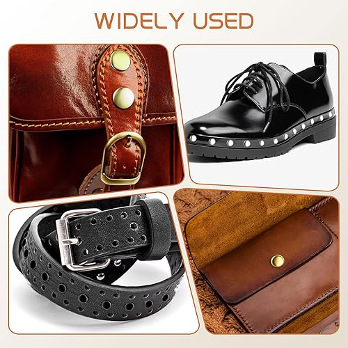 Miniatura 8 de Alritz 240 juegos de remaches de cuero, remaches tubulares de doble tapa, 4 colores, 2 tamaños, tachuelas de metal con herramientas de fijación para