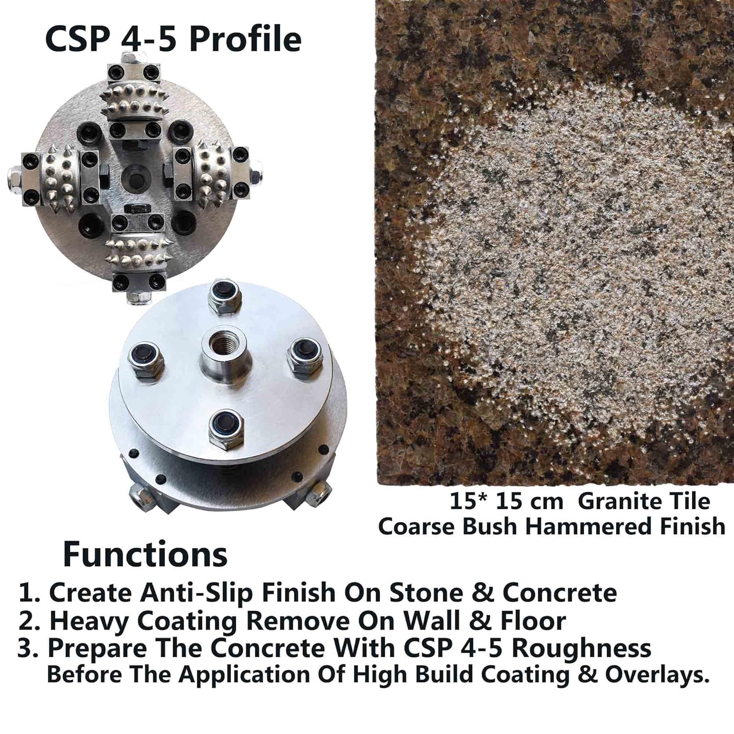 6 inch Coating Removing Anti Slip Concrete Stone Texturing bush hammer tool for angle grinder, Concrete Patch Repair Prepare Bushing Hammer (Arbor: 5/8"-11 Threaded)